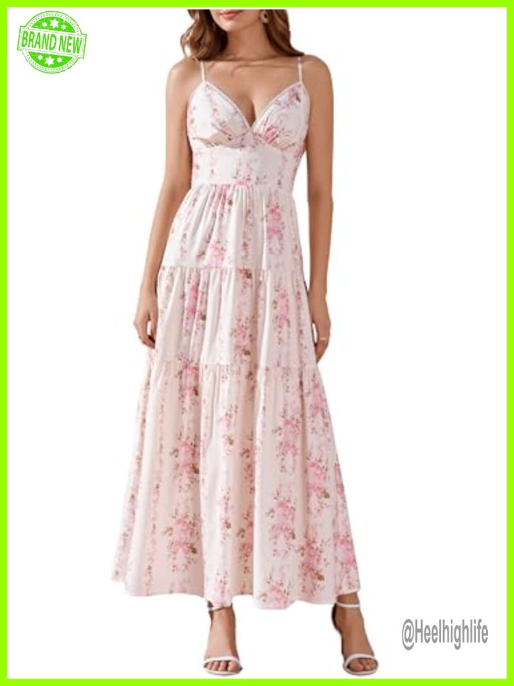 Parthea V Neck Smocked Back Tiered Maxi Dress Floral Sundress